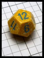 Dice : Dice - 12D - Chessex Yellow and Cream Speckle with Blue Numerals - POD Aug 2015